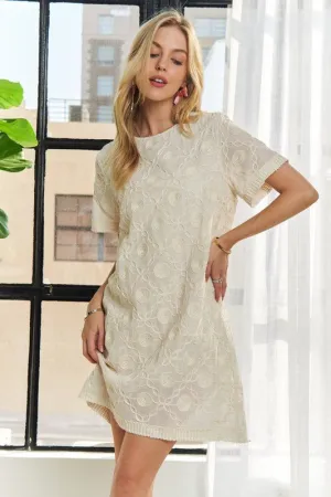 Beige Textured Shift Dress