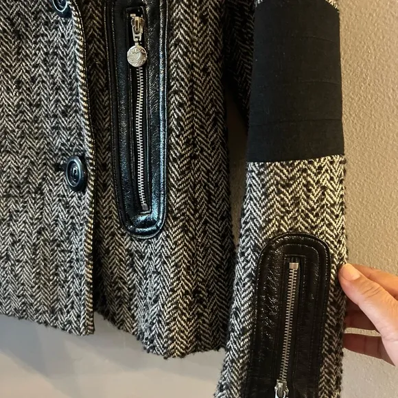 Betsey Johnson Womens Size S  Black Tweed Double  Breasted Jacket Coat O