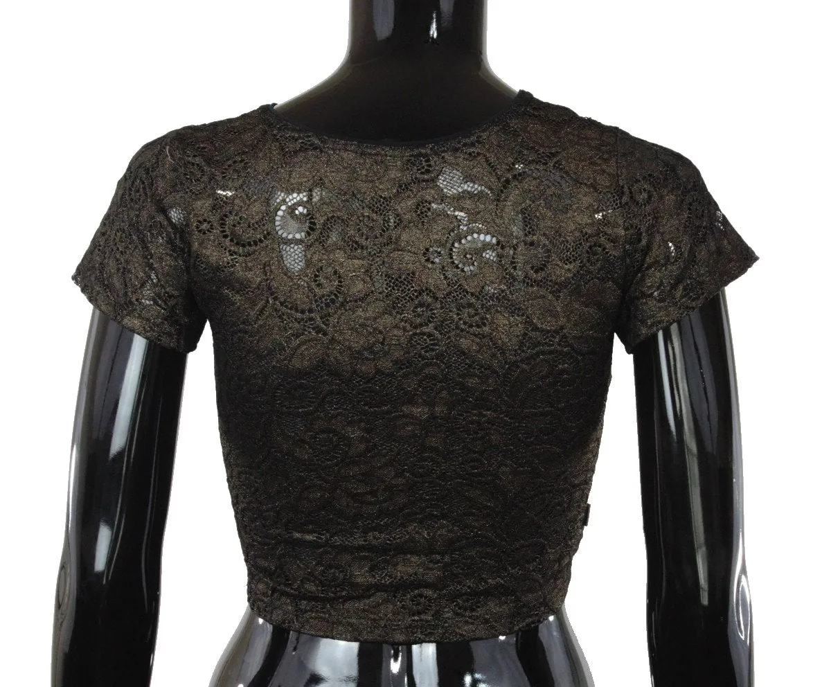 Black Gold Metallic Stretchable Blouse