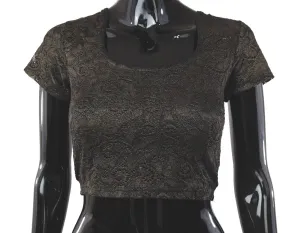 Black Gold Metallic Stretchable Blouse