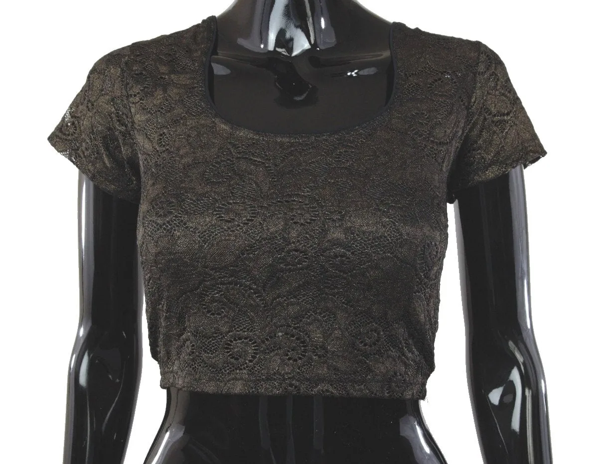 Black Gold Metallic Stretchable Blouse