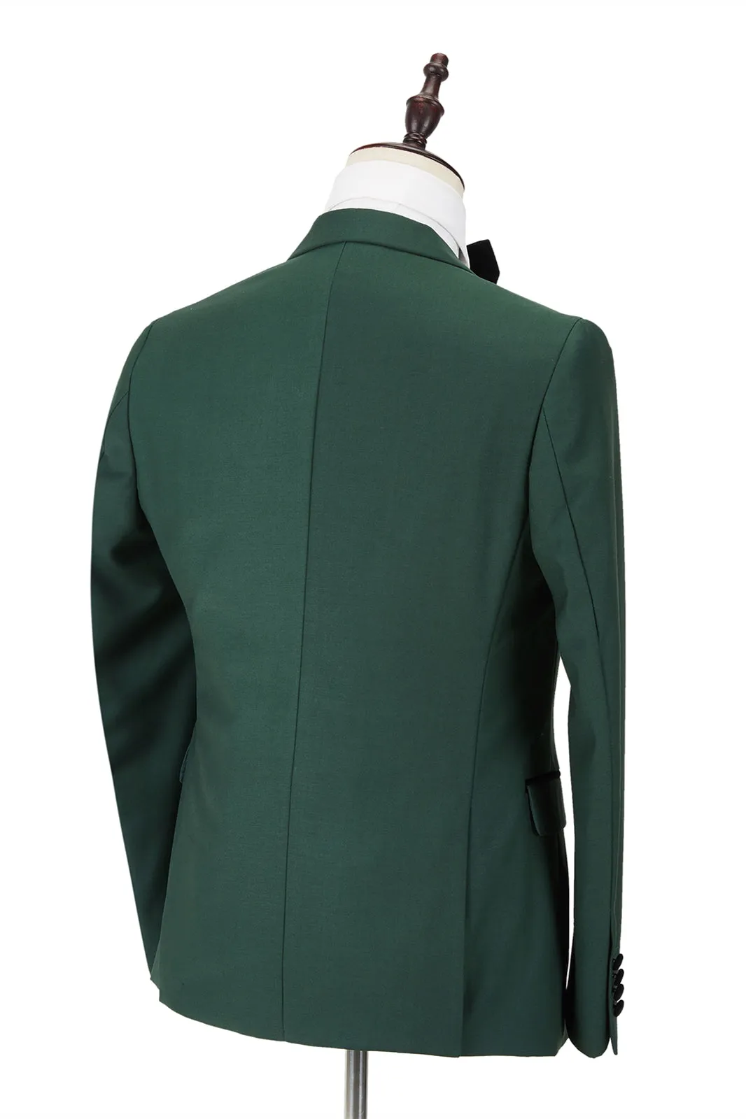Black Peak Lapel Dark Green Men Wedding Suit Velvet Banding Edge Formal Suit