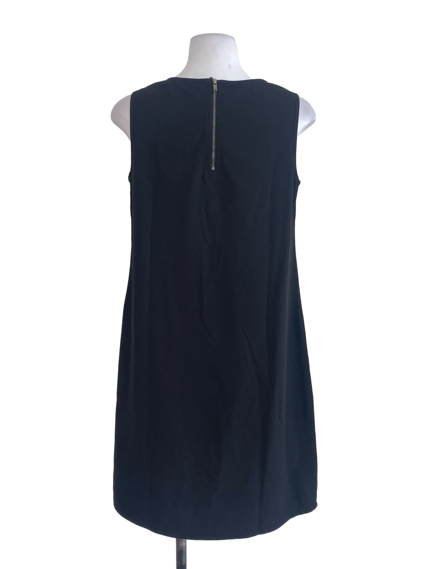 Black Plain Beaded Neck Shift Dress