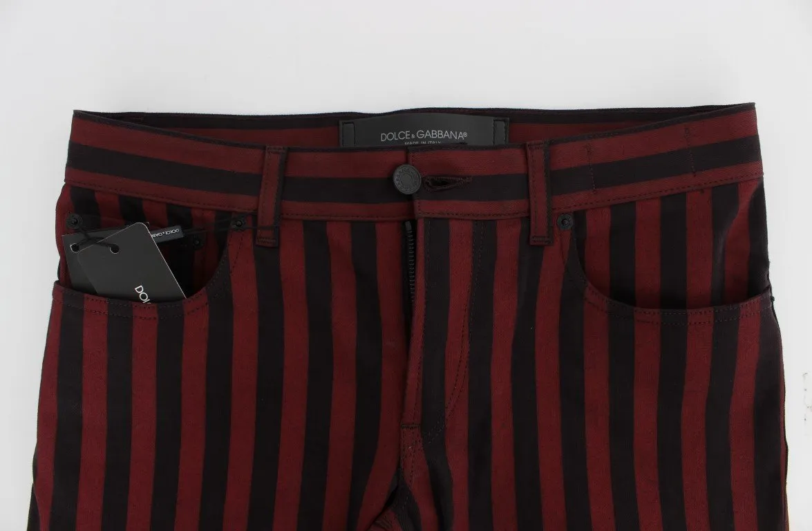 Black Red Striped Slim Fit 14 Stretch Jeans