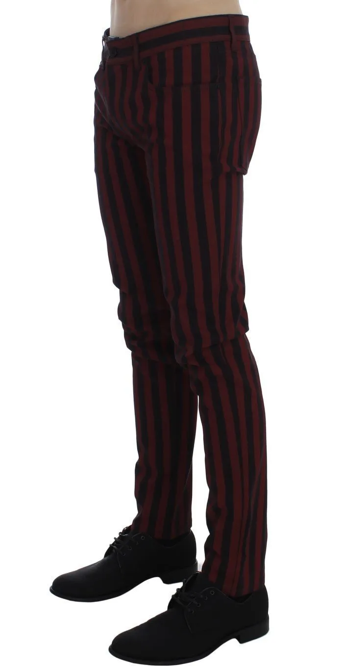 Black Red Striped Slim Fit 14 Stretch Jeans