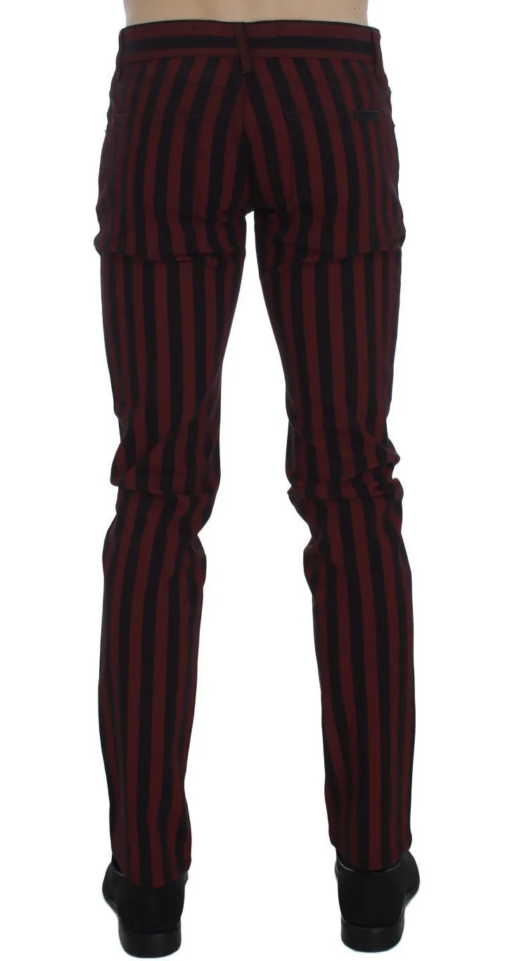 Black Red Striped Slim Fit 14 Stretch Jeans