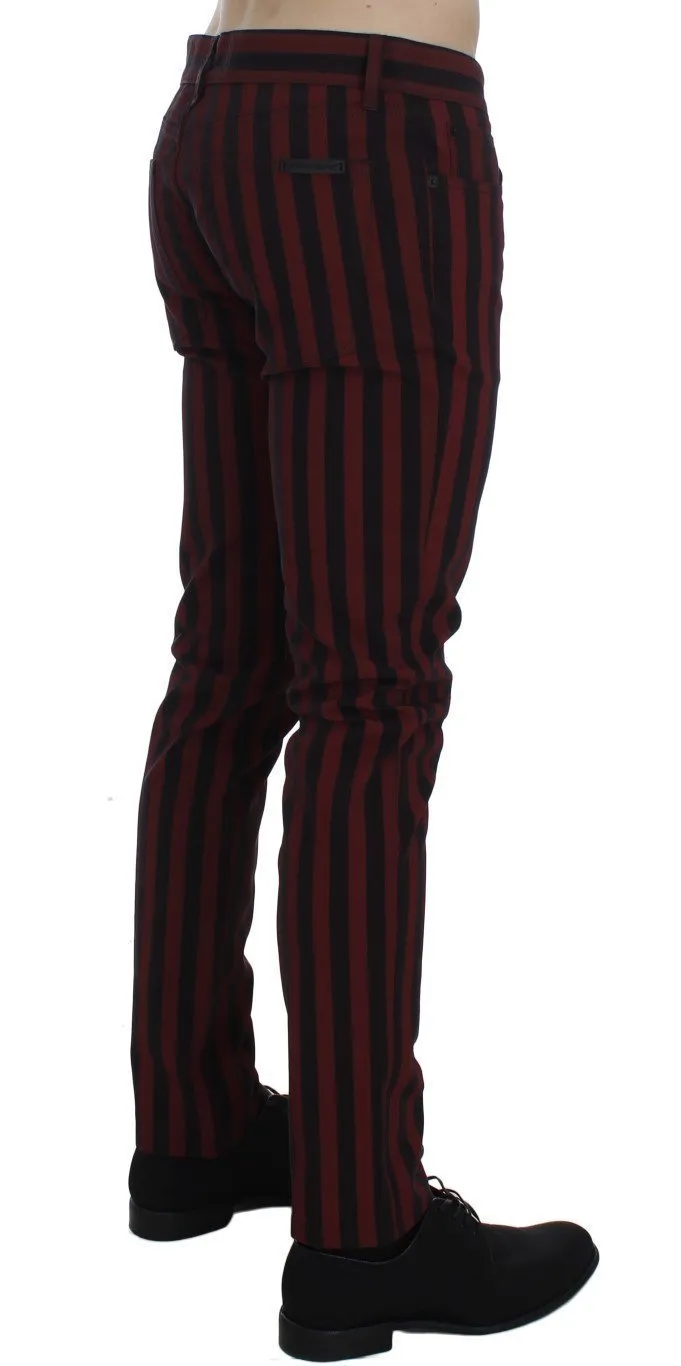 Black Red Striped Slim Fit 14 Stretch Jeans