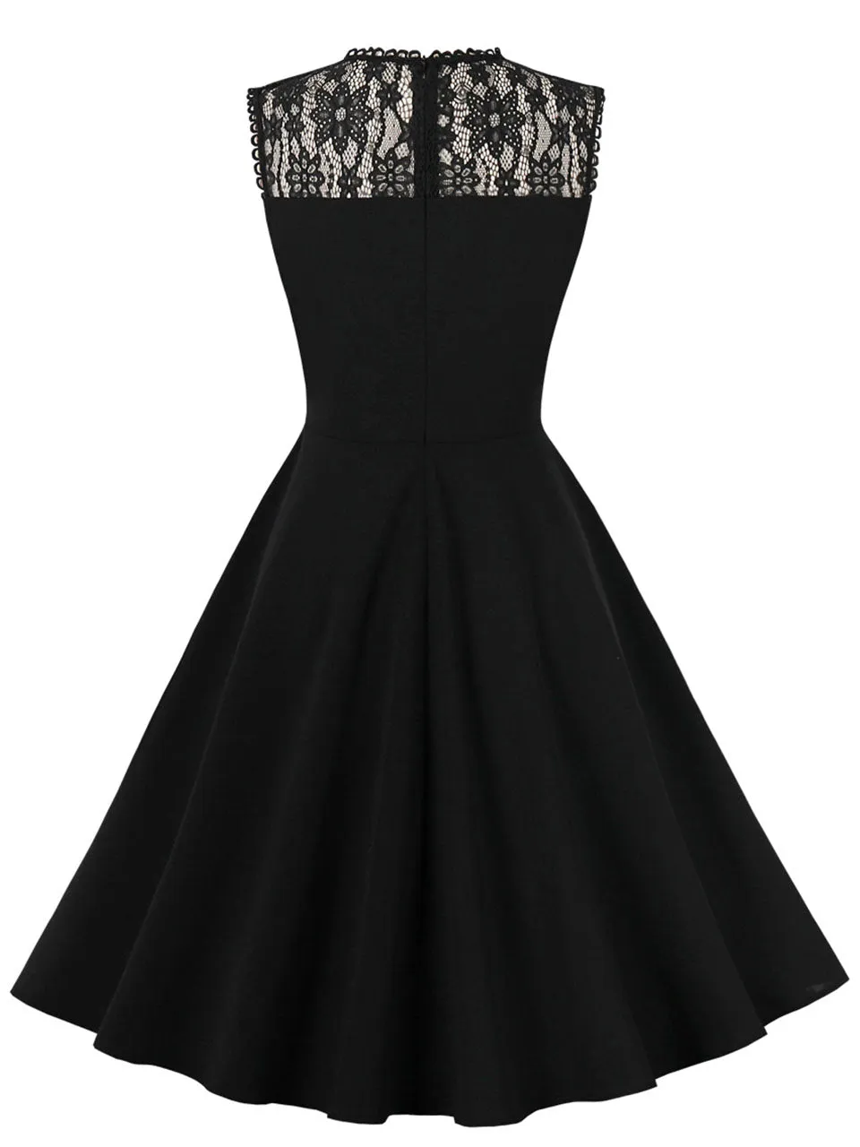 Black Semi Sheer Lace Sleeveless 1950S Vintage Dress