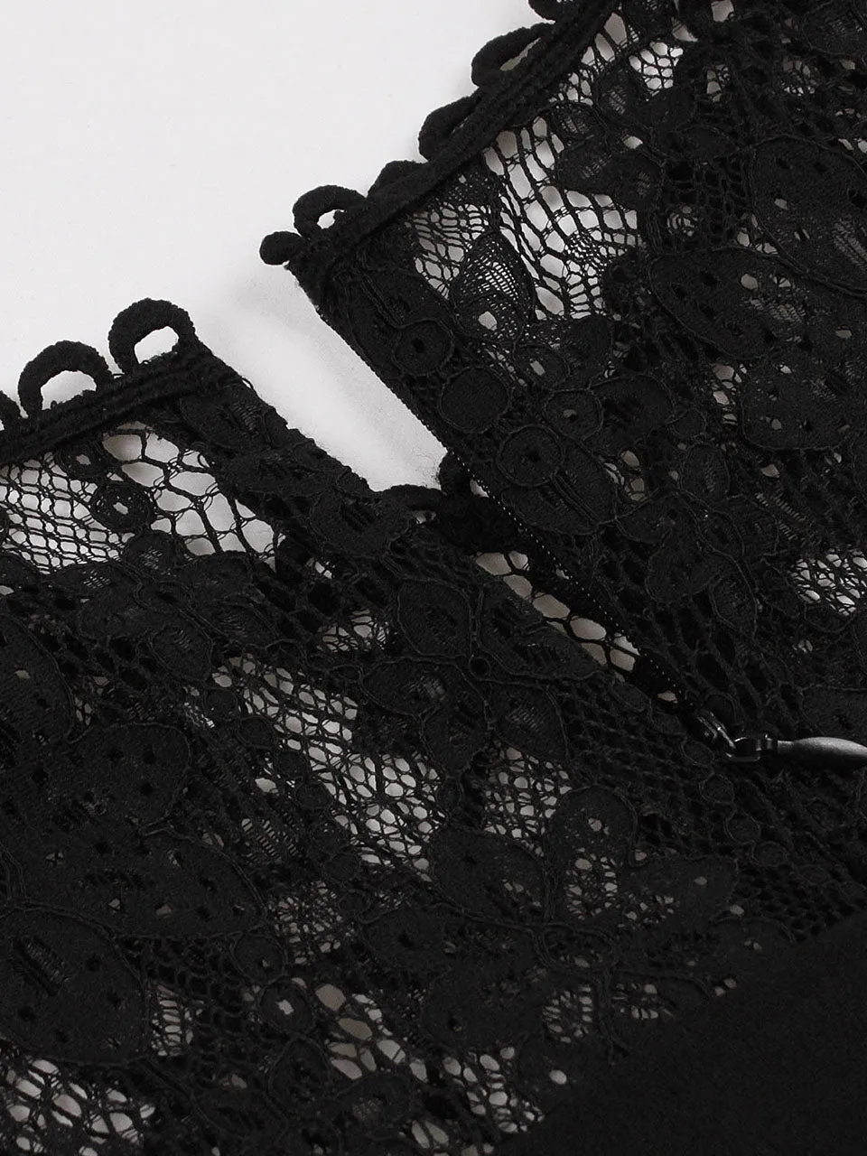 Black Semi Sheer Lace Sleeveless 1950S Vintage Dress
