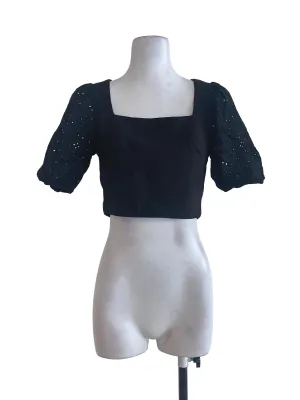 Black Square Neck Top