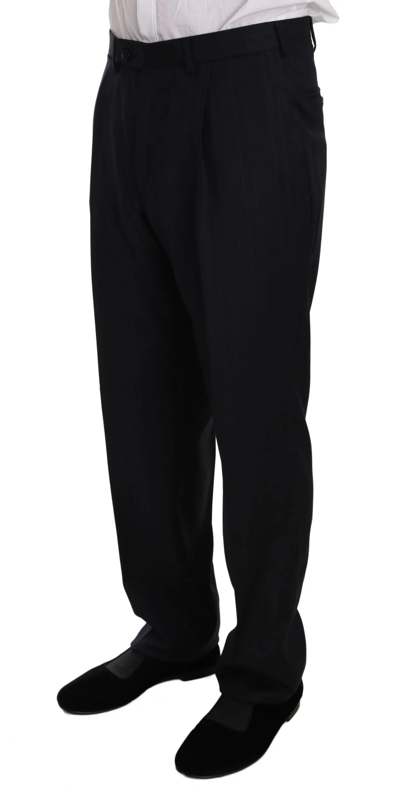 Black Stripe Two Piece 3 Button Wool Suit