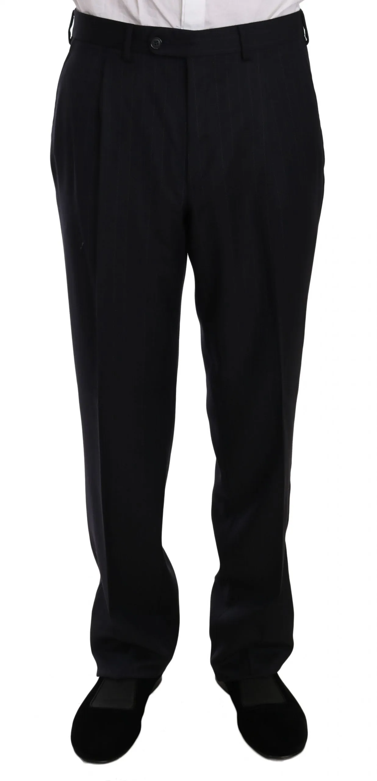 Black Stripe Two Piece 3 Button Wool Suit