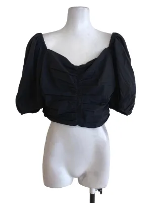 Black Sweetheart Pleated Top