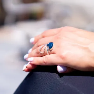 Blue Amber Heart Ring, Amira