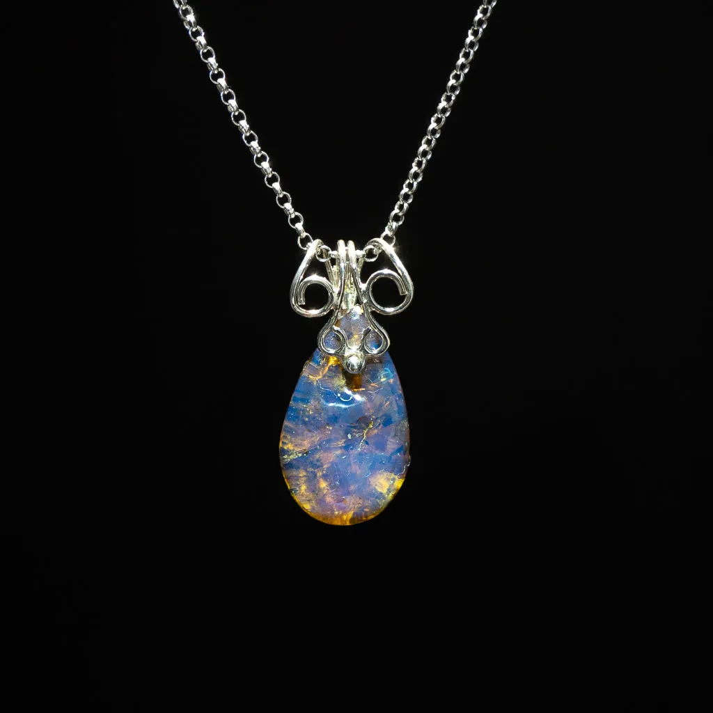 Blue Amber Pendant, Eulalia