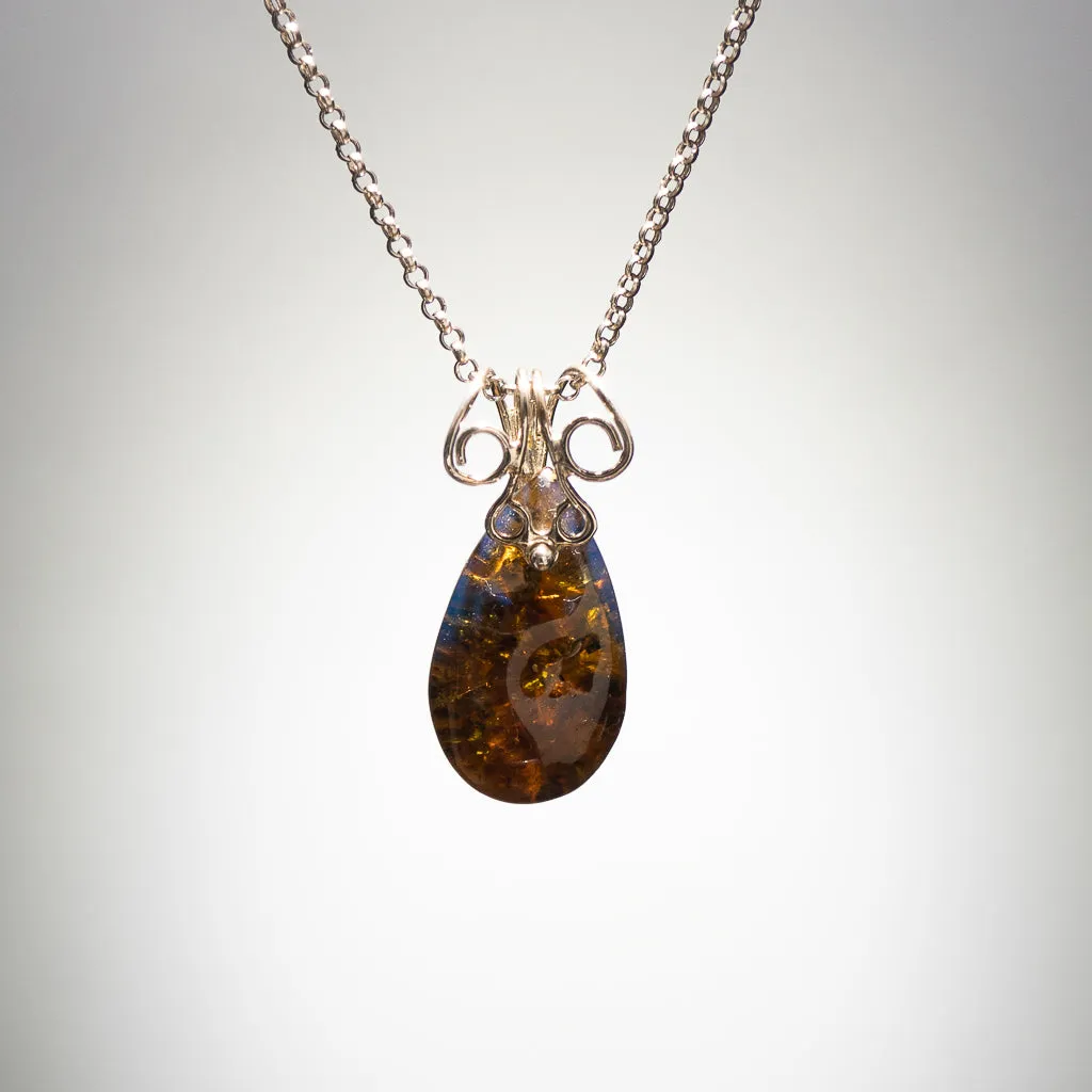 Blue Amber Pendant, Eulalia