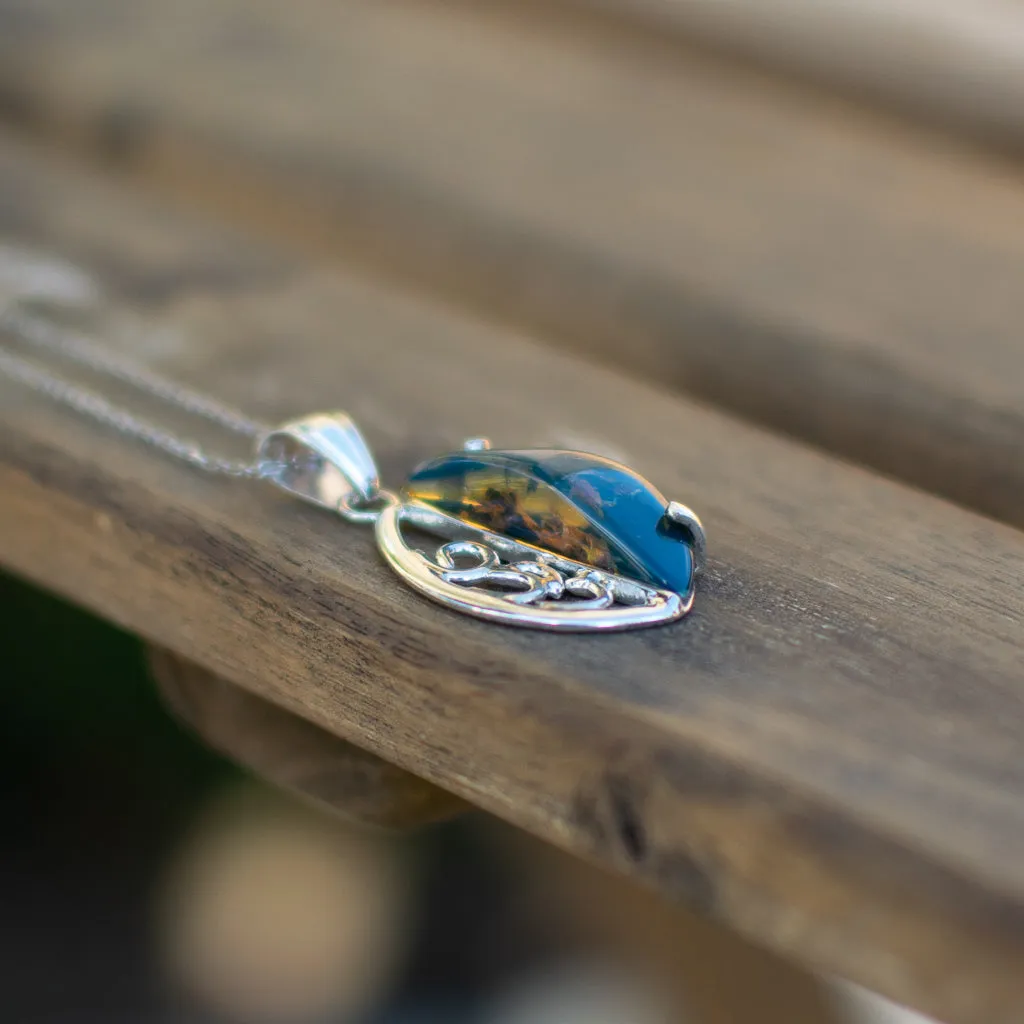 Blue Amber Pendant, Magda