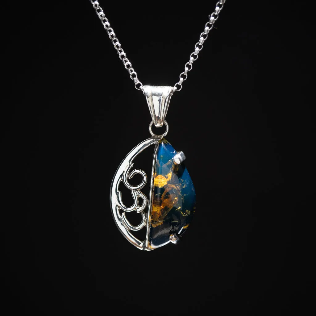 Blue Amber Pendant, Magda