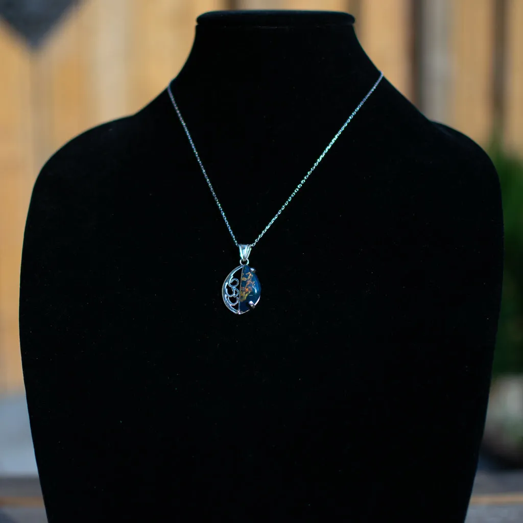 Blue Amber Pendant, Magda