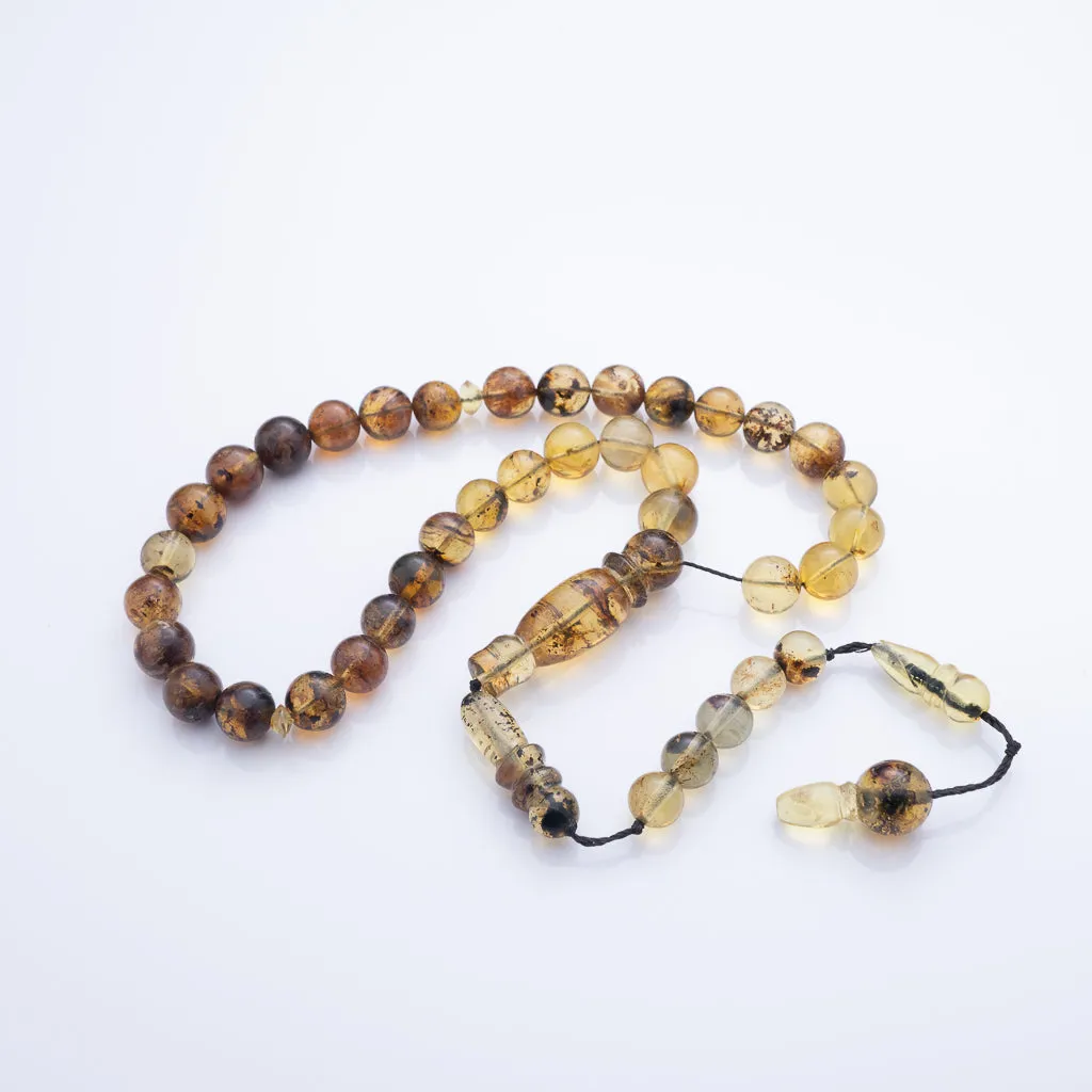 Blue Amber Tasbih, 33 Beads, 7mm Beads, 13gr