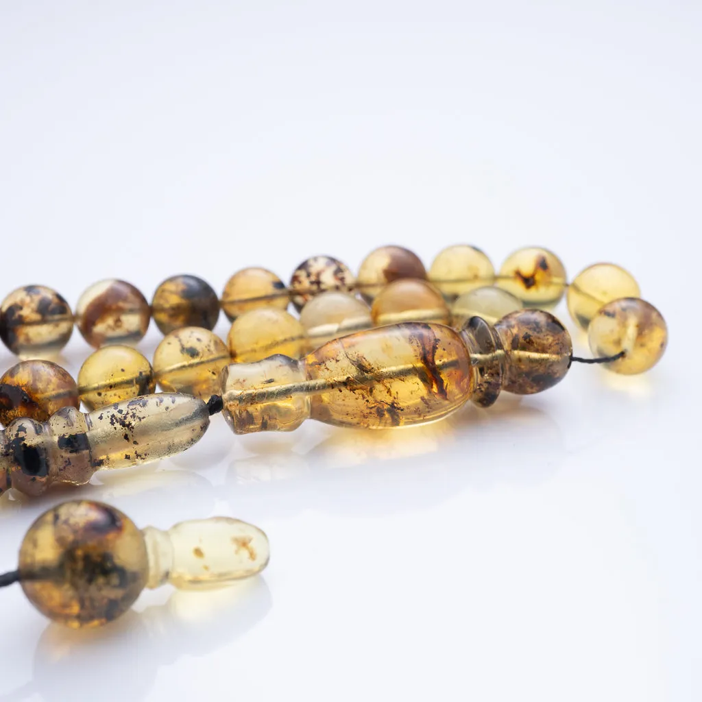 Blue Amber Tasbih, 33 Beads, 7mm Beads, 13gr