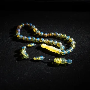 Blue Amber Tasbih, 33 Beads, 8mm Beads, 15gr