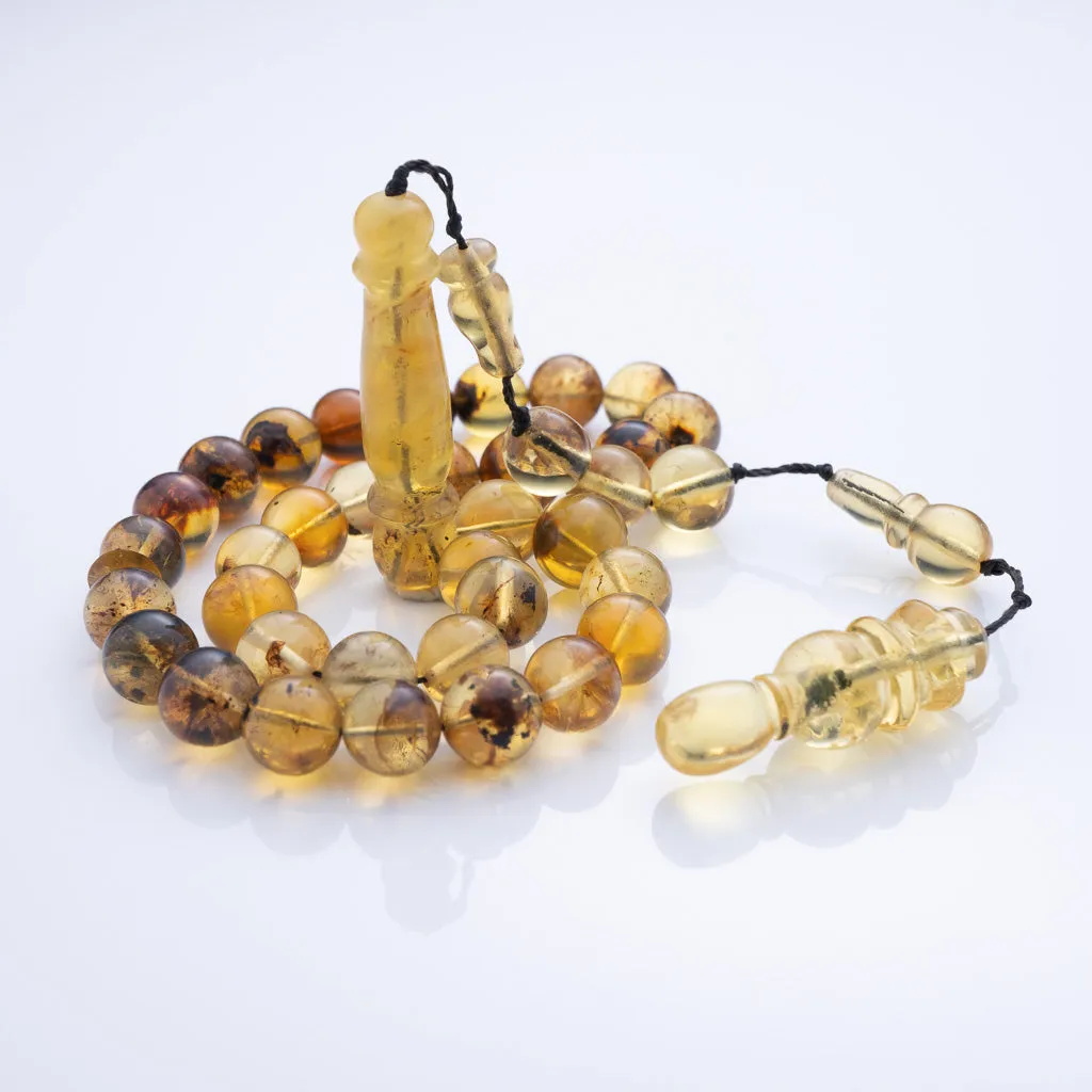Blue Amber Tasbih, 33 Beads, 8mm Beads, 15gr