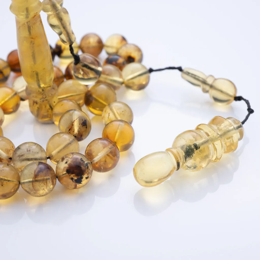 Blue Amber Tasbih, 33 Beads, 8mm Beads, 15gr