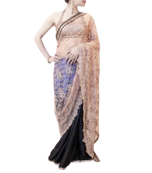 BLUE AND GOLD SAREE