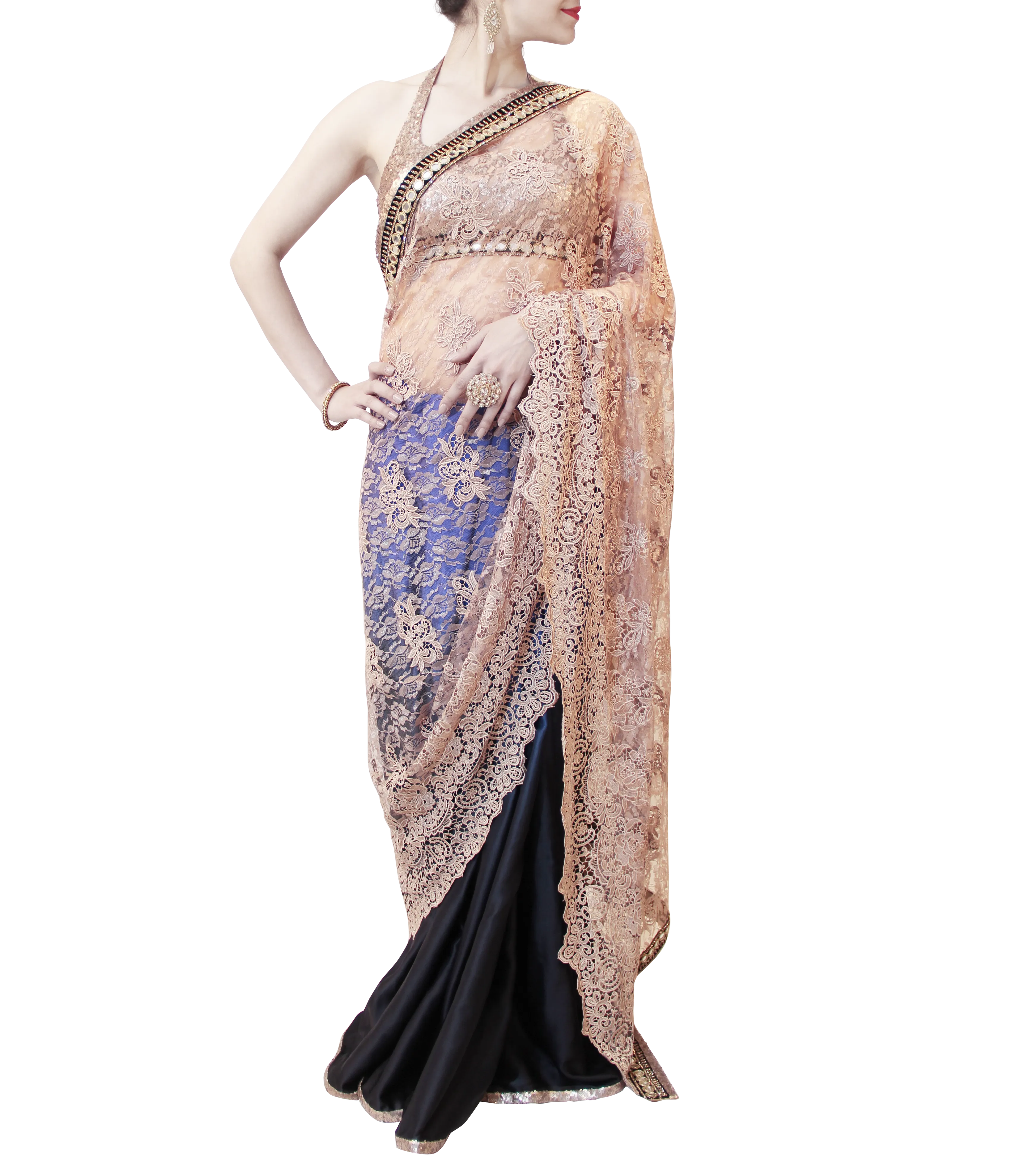 BLUE AND GOLD SAREE