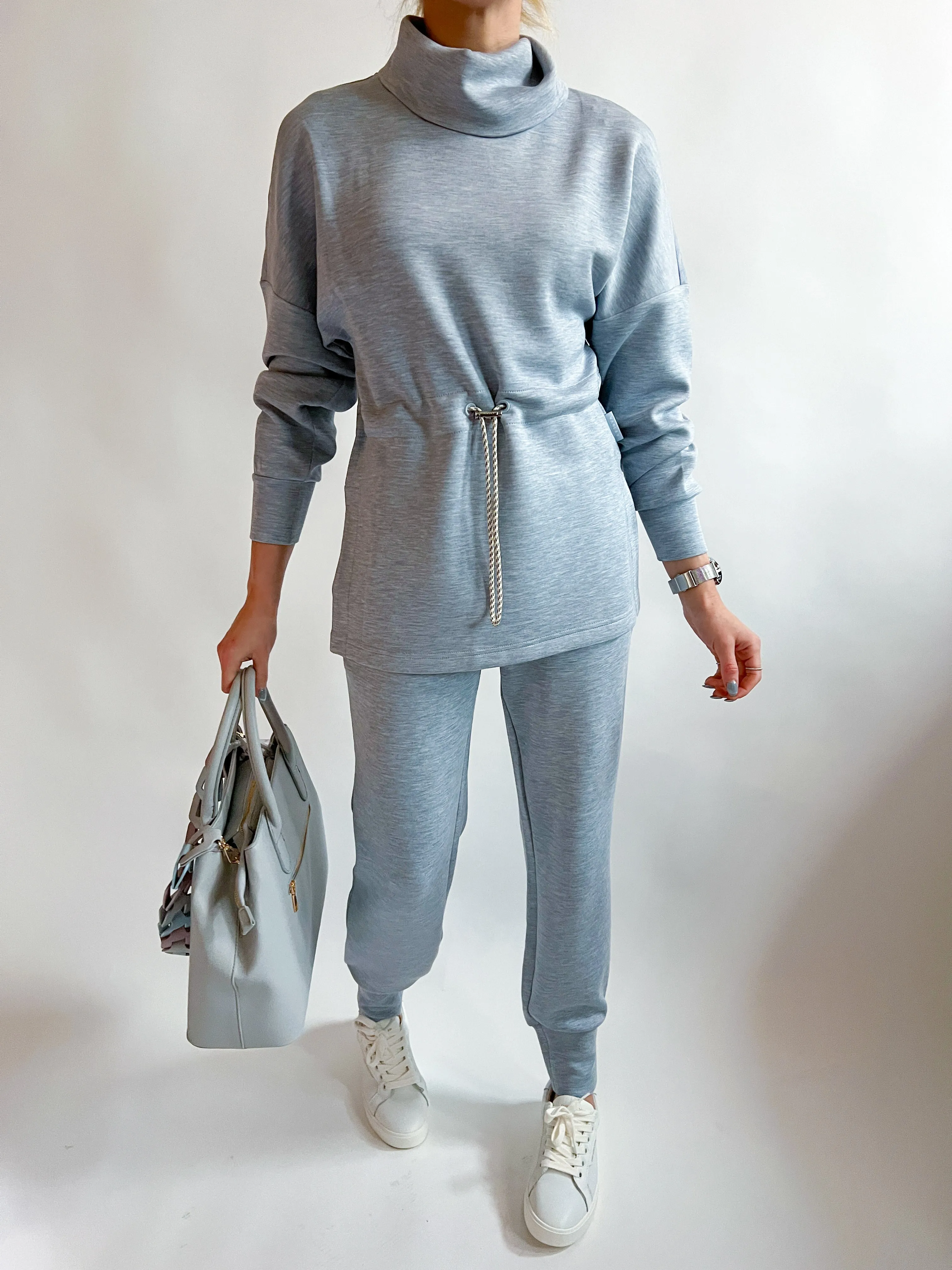 Blue Marl Slim Cuff Pants 27.5"