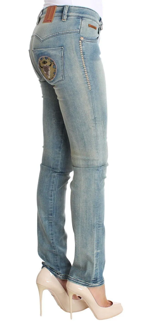 Blue Wash Cotton Stretch Skinny Slim Tight Fit Jeans