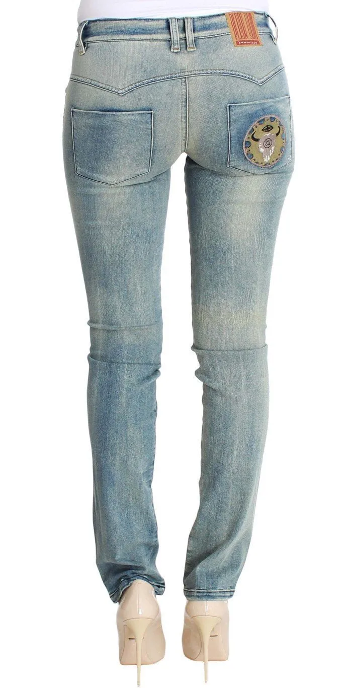 Blue Wash Cotton Stretch Skinny Slim Tight Fit Jeans
