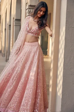 Blush Pink Sequins Lehenga