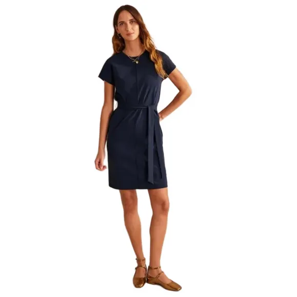 Boden Size 4 Tara Jersey T-Shirt Shift Dress Navy Stretch NWOT