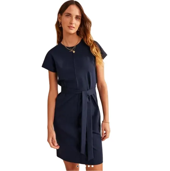 Boden Size 4 Tara Jersey T-Shirt Shift Dress Navy Stretch NWOT
