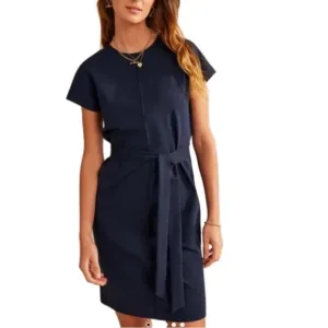 Boden Size 4 Tara Jersey T-Shirt Shift Dress Navy Stretch NWOT