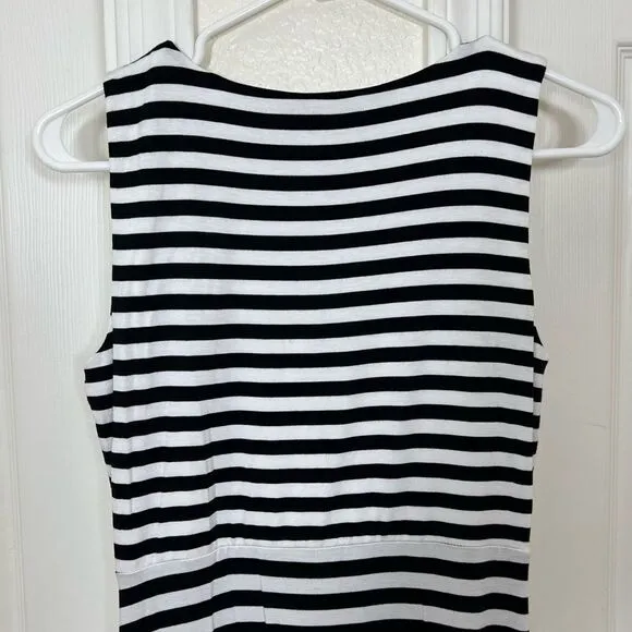 Boston Proper Black and White Striped Maxi Dress Sleeveless Tank Size XS