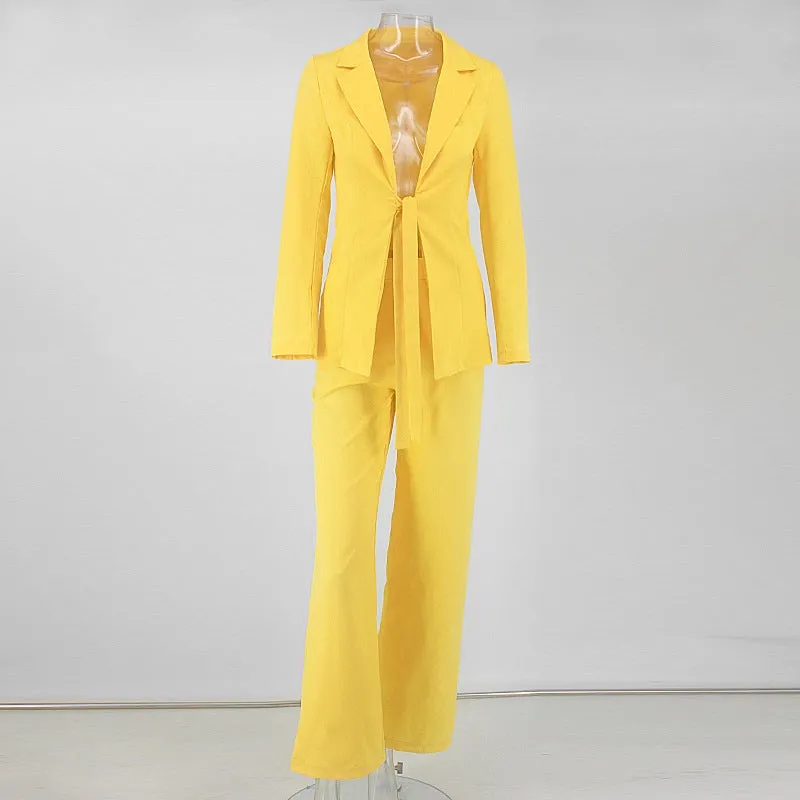 Bow Coat Loose Wide Leg Trousers Temperament Female Suit