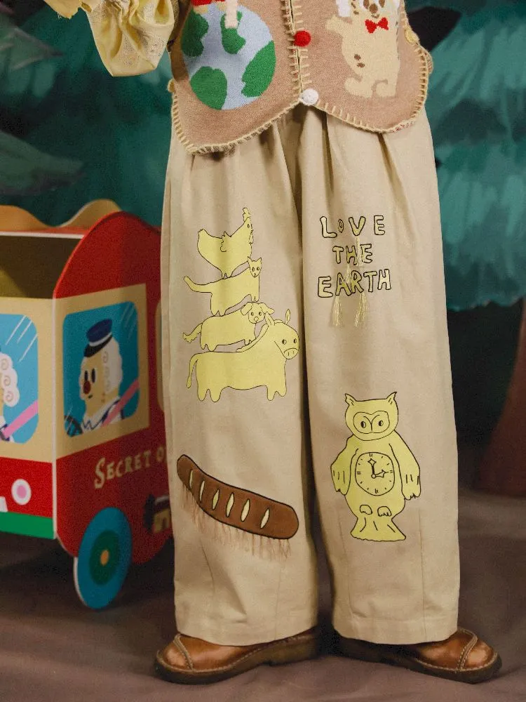 Bremen Illustration Wide Leg Pants