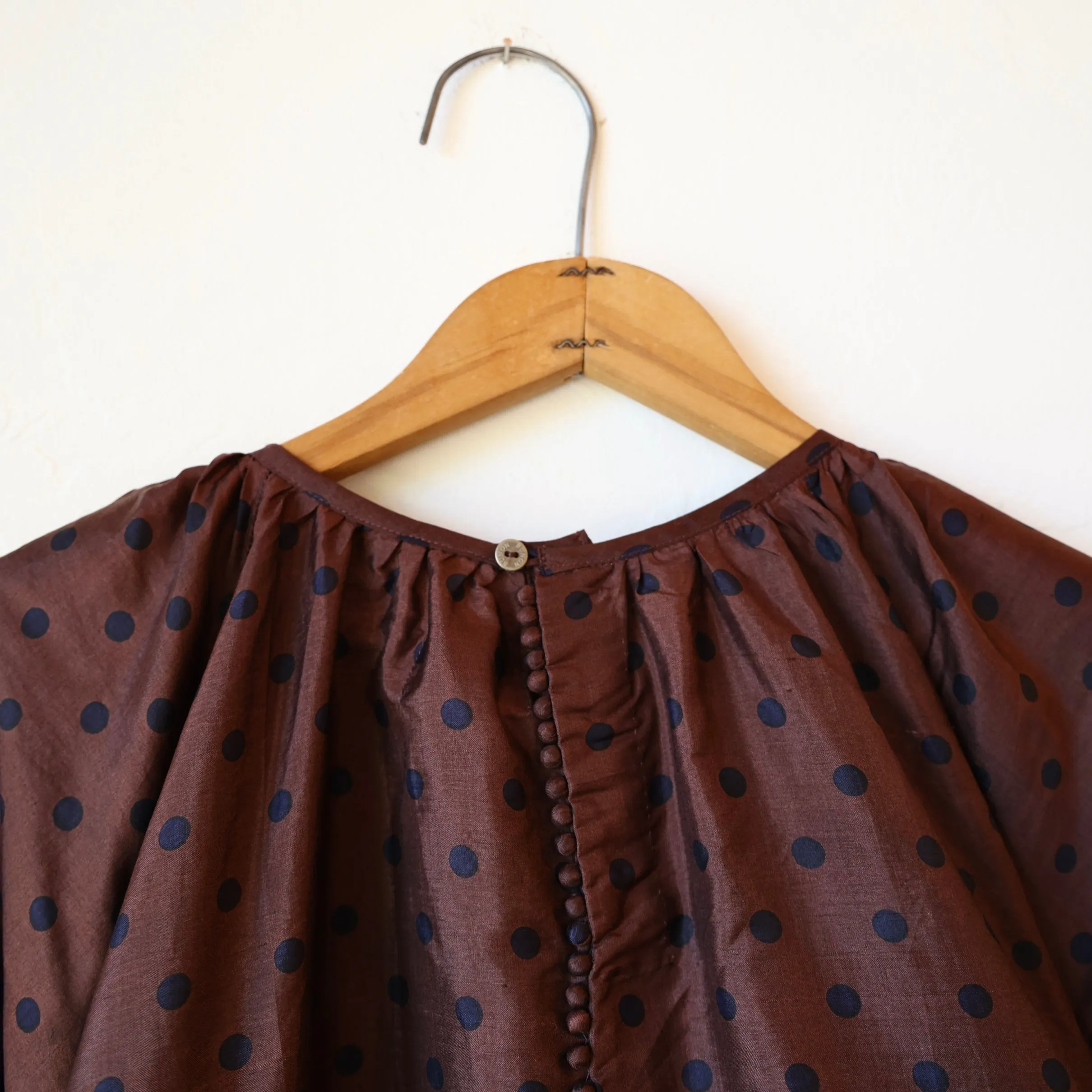 Bunon Silk Blouse - Black/Brown Polkadot
