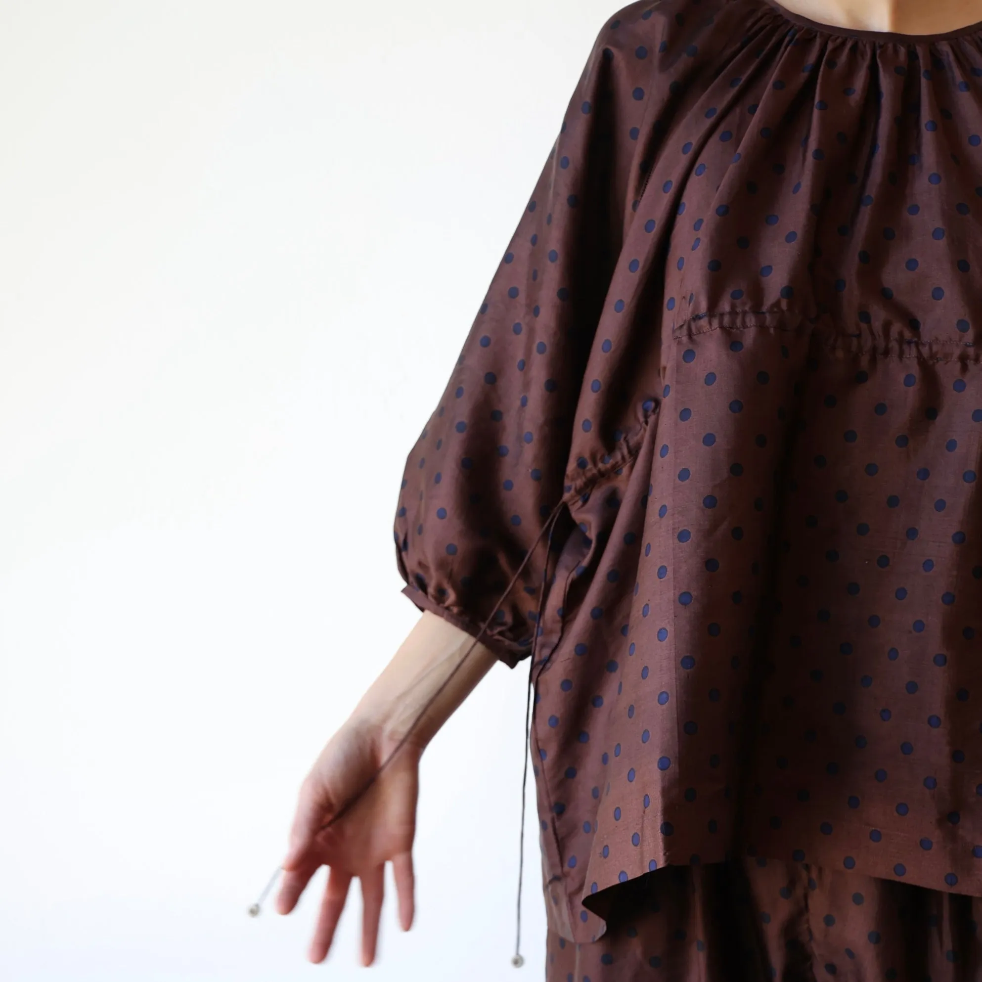 Bunon Silk Blouse - Black/Brown Polkadot