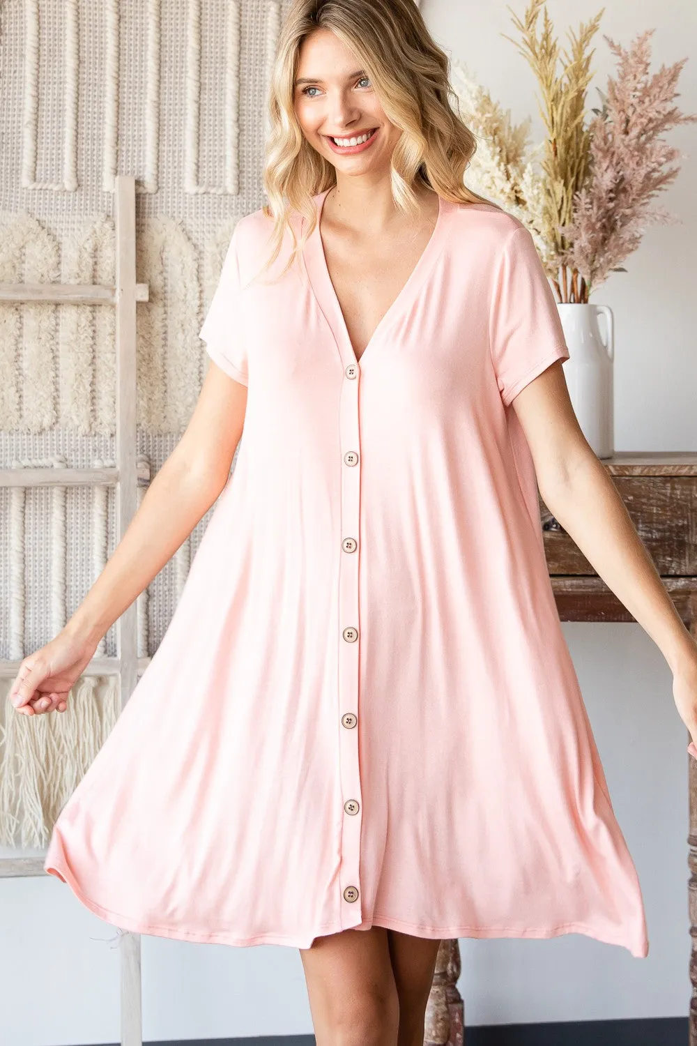 Button Front A-Line Dress