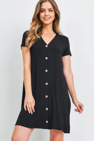 Button Front A-Line Dress