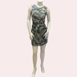 Camouflage print sleeveless dress