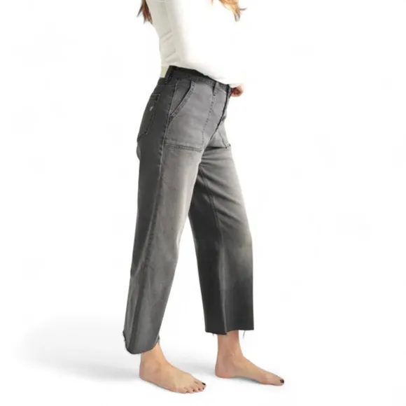 Carly Jean Button Fly Wide Leg High Rise Los Angeles Denim Charcoal Wash Sz 15