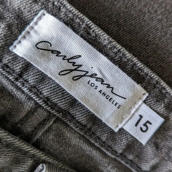 Carly Jean Button Fly Wide Leg High Rise Los Angeles Denim Charcoal Wash Sz 15