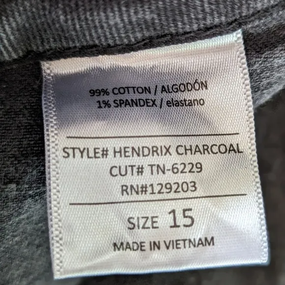 Carly Jean Button Fly Wide Leg High Rise Los Angeles Denim Charcoal Wash Sz 15