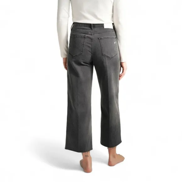 Carly Jean Button Fly Wide Leg High Rise Los Angeles Denim Charcoal Wash Sz 15
