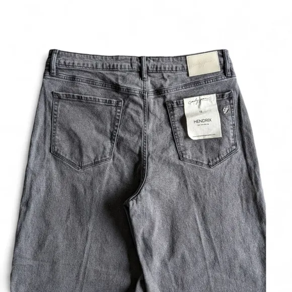 Carly Jean Button Fly Wide Leg High Rise Los Angeles Denim Charcoal Wash Sz 15